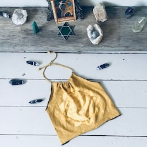 Organic cotton halter crop top cosmic flower of life print brand new - Picture 1 of 1